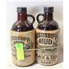 Image 1 : 2 VINTAGE MISSISSIPPI MUD BLACK AND TAN BEER JUGS