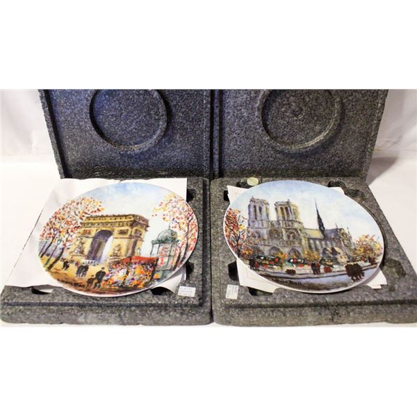 2 PORCELAINE PLATES DE LIMOGES FANCE AND NOTRE DAM