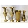 Image 1 : VINTAGE ETCHED BRASS VASES BOHO FLORAL