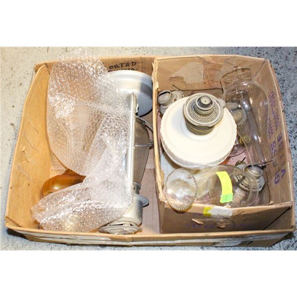 LOT OF OIL LAMPS CLEAR GLASS