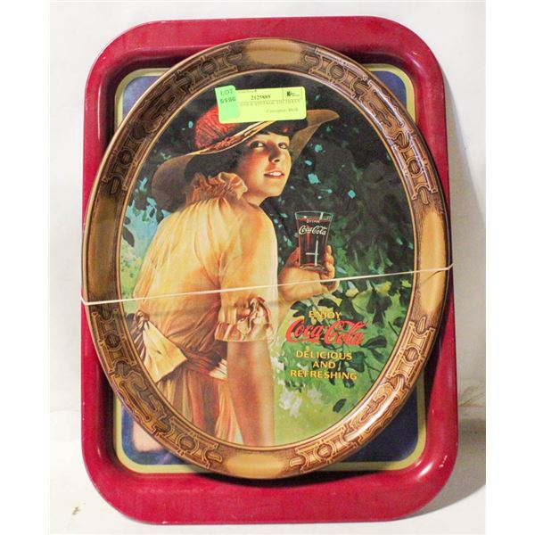 2 COCA -COLA VINTAGE TIN TRAYS