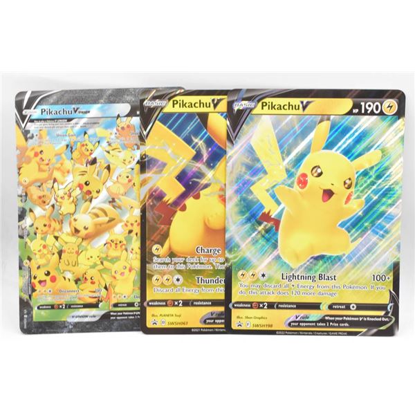 3 PIKACHU V JUMBO FOIL COLLECTOR CARDS