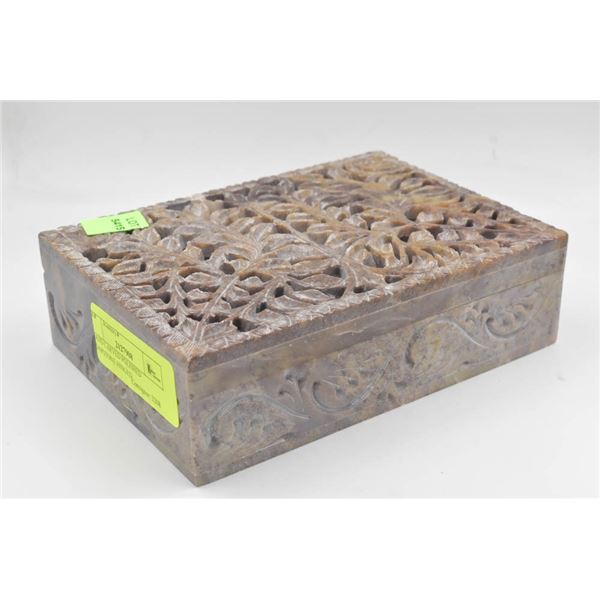 HAND CARVED POLISHED SOAPSTONE HINGED