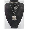 Image 1 : TURTLE RHINESTONE DOUBLE PENDANT NECKLACE
