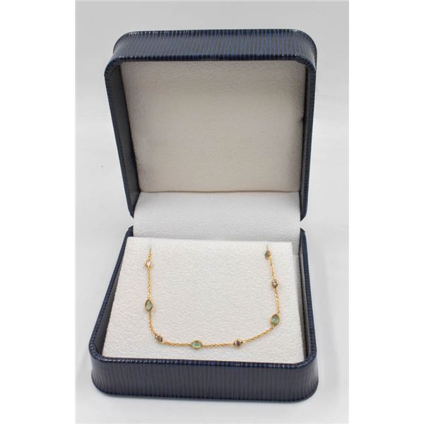 14K YELLOW GOLD ALEXANDRITE BRACELET IN BOX (REAL