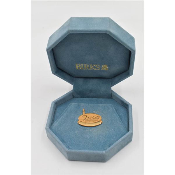 BIRKS GF LAPEL PIN IN BOX "TRI-CITY DRILLING 1968
