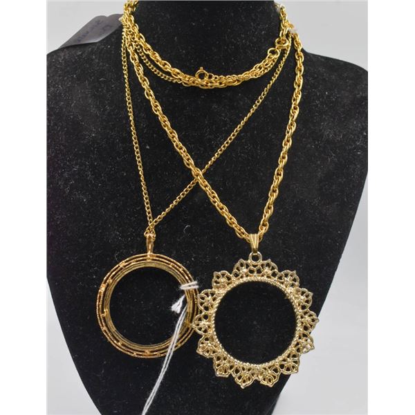 2 SILVER DOLLAR COIN HOLDER NECKLACES