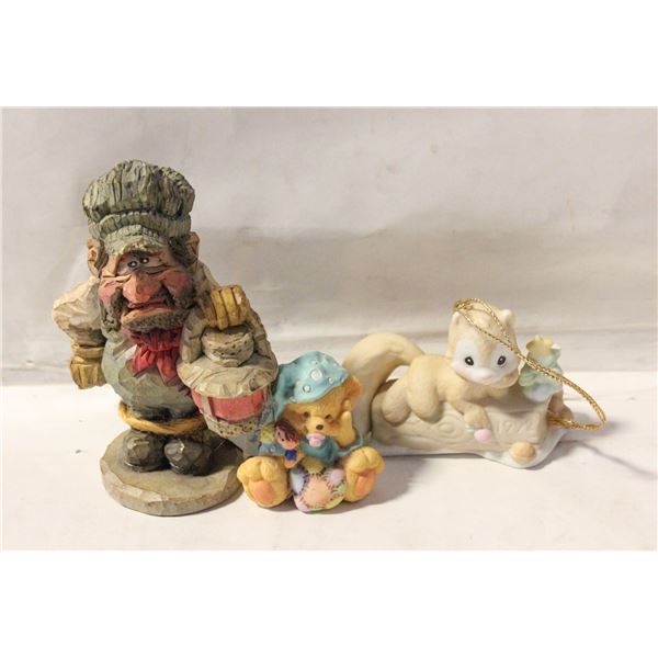 SPIT N WHITTLE FIGURE + 2 OTHER FIGURINES