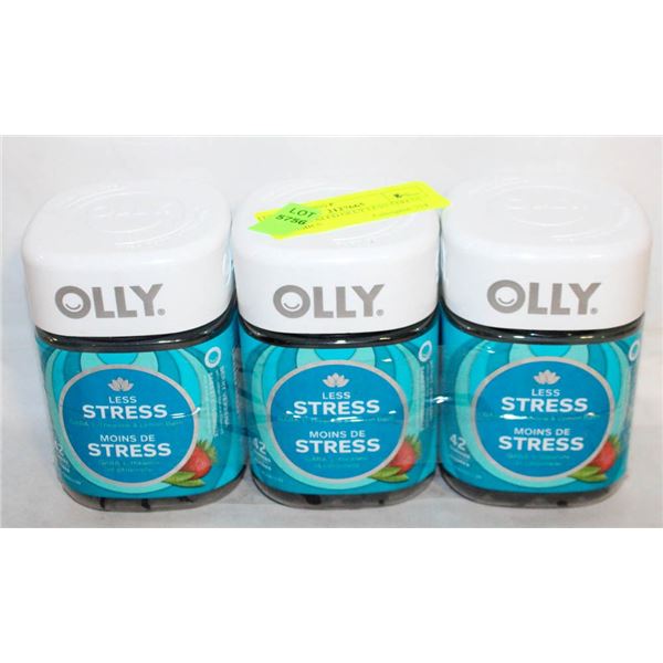 NEW 3 SEALED OLLY LESS STRESS GUMMIES