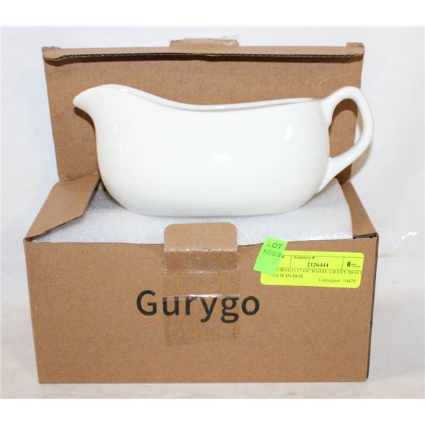 GURYGO 17 OZ WHITE GRAVY BOAT NEW IN BOX