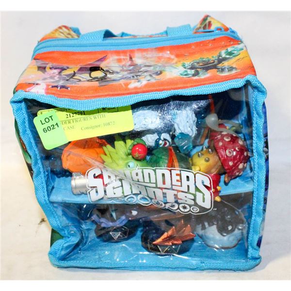 13 SKYLANDER FIGURES WITH CARRYING CASE