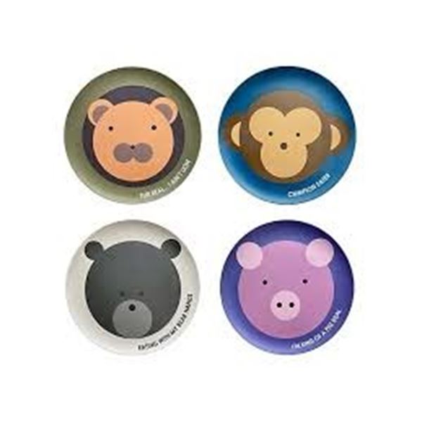 NEW RED ROVER SET OF 4 BAMBOO FIBRE PLATES ANIMALS