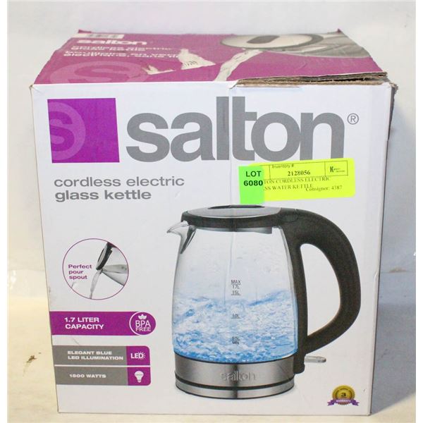 SALTON CORDLESS ELECTRIC GLASS WATER KETTLE