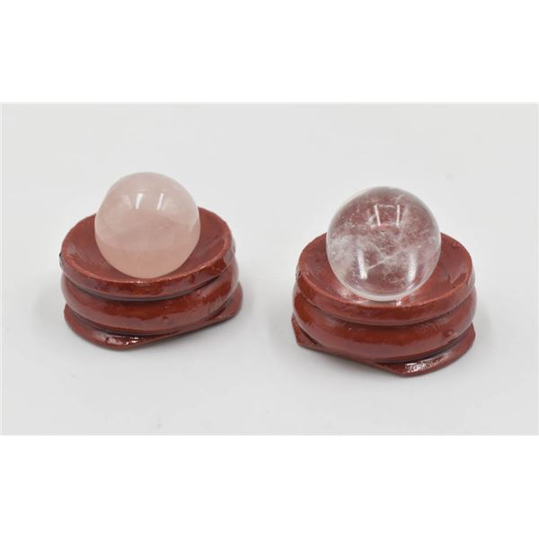 #228- NATURAL PINK ROSE QUARTZ & CLEAR ASPHEREBALL
