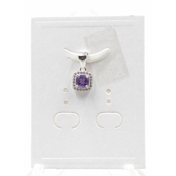 #79-NATURAL AMETHYST & CZ  PENDANT