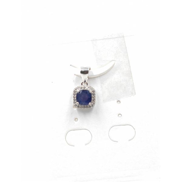 #61-NATURAL BLUE SAPPHIRE & ZIRCON PENDANT