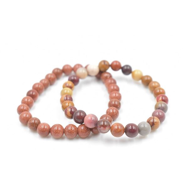 #206-NATURAL SANDSTONE& PICTURE JASPER BRACELET