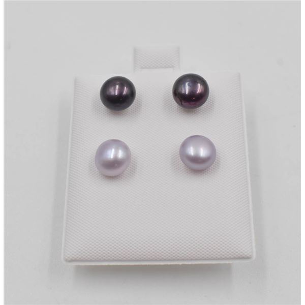 #168-NATURAL AKOYA PEARL STUD EARRINGS 2 PAIRS