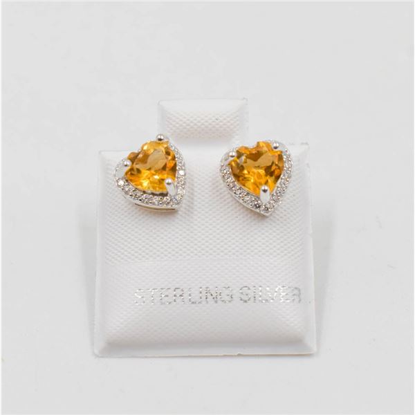 #52-NATURAL CITRIN & ZIRCON STUD EARRINGS
