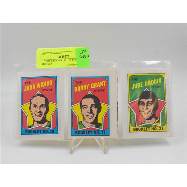 3 STORY BOOKS 1971/72 TOPPS HOCKEY