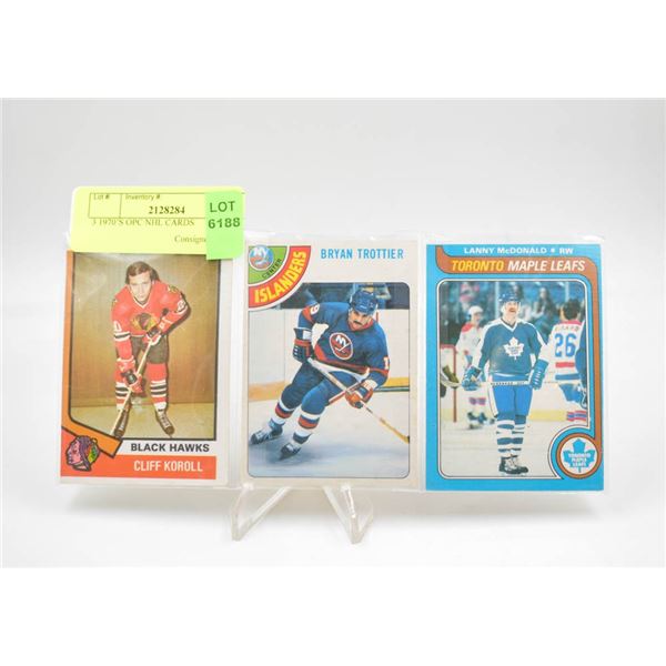 3 1970’S OPC NHL CARDS
