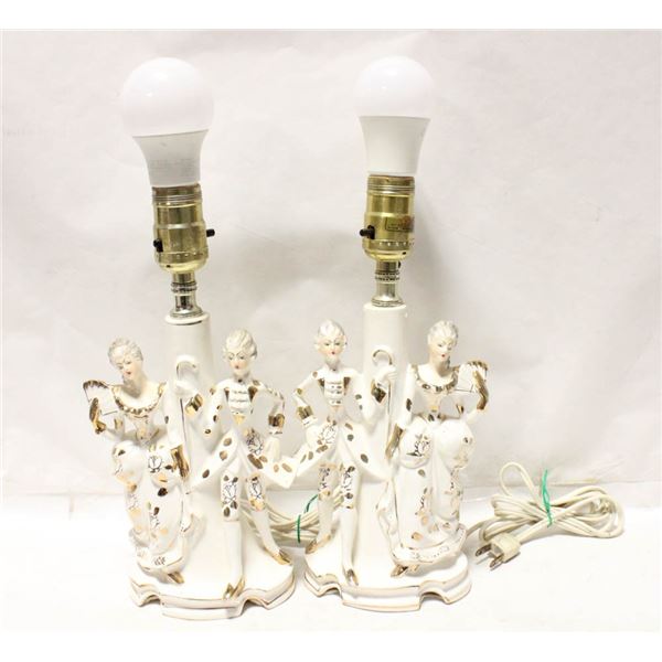 VINTAGE PORCELAIN FIGURAL BOUDOIR LAMPS (2)