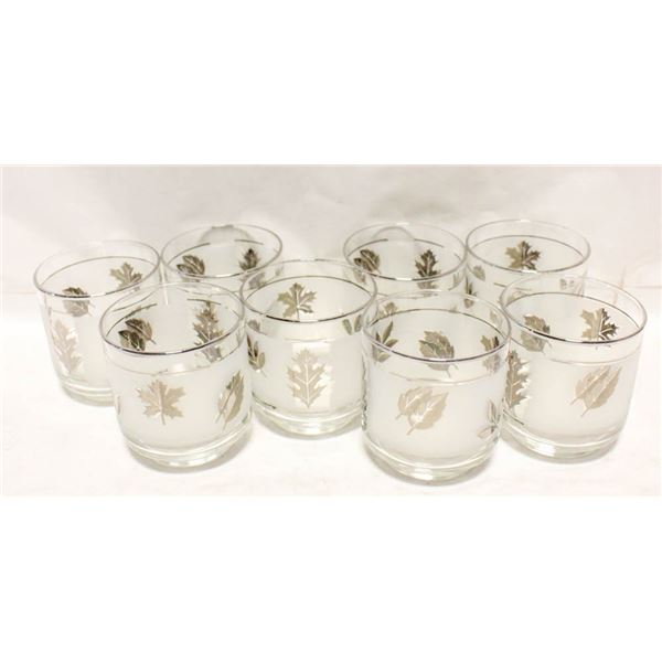 VINTAGE LIBBY SILVER LEAF FROSTED GLASSES (8)