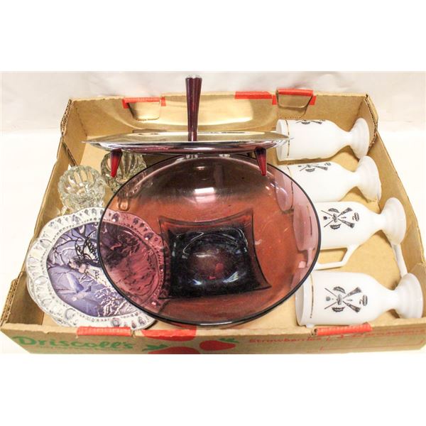 MILK GLASS CURLING MUGS;