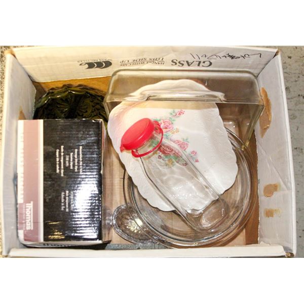 PYREX CASSEROLE DISH AND ASSORTED