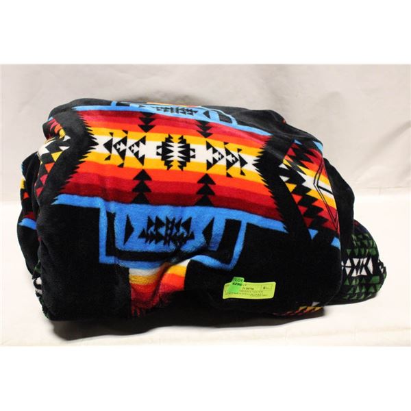 LARGE REVERSABLE VELOUR INDIGENOUS STYLE BLANKET