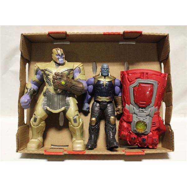 LARGE FLAT OF JUMBO THANOS FIGURES+ANIMATED GLOVE
