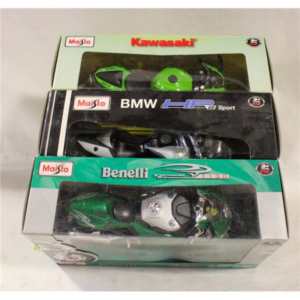 MAISTO KAWASAKI, BMW, BENELLI 1:12 DIECAST