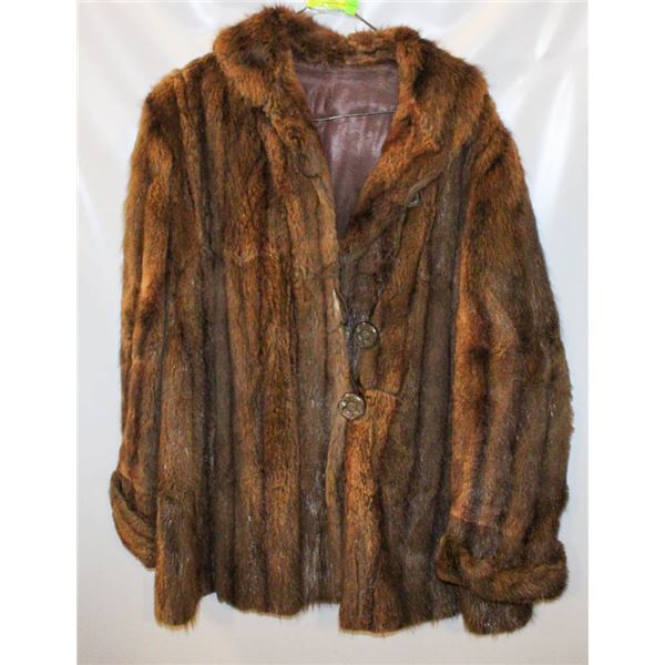 VINTAGE DARK BROWN MINK FUR COAT MADE IN CANADA