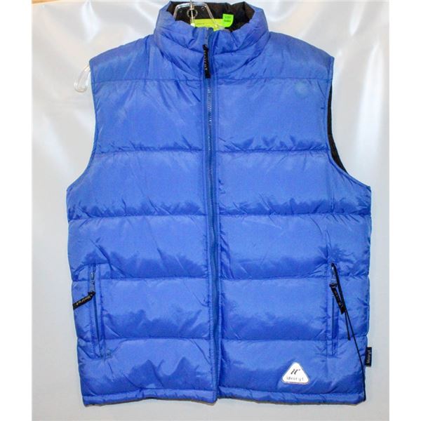 NEW LARGE BLUE INSULATED PUFFER VEST, 2 SIDE ZIPPE