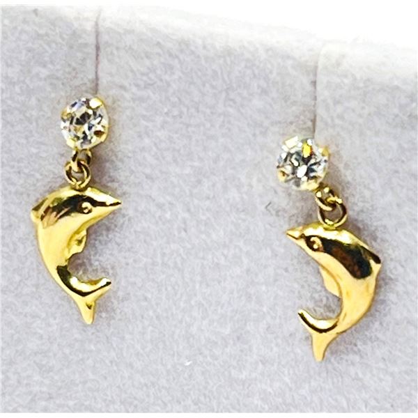 14KT YELLOW GOLD CZ (0.40CT) DOLPHIN