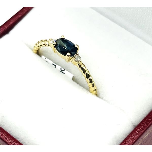 10KT YELLOW GOLD NATURAL BLUE SAPPHIRE