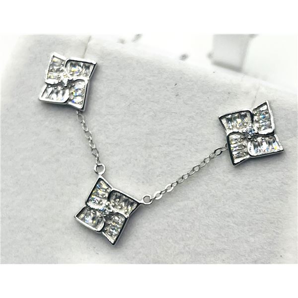 STERLING SILVER CZ (0.56CT) EARRINGS AND