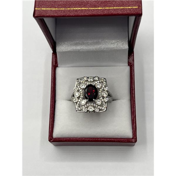 STERLING SILVER NATURAL GARNET (2.10CT) WITH CZ