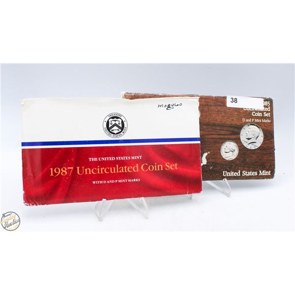 1985 USA P,D UNC COIN SET+1987 USA P,D UNC COIN-