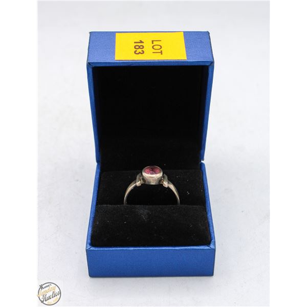 ESTATE 925 SILVER AMETHYST RING IN BOX
