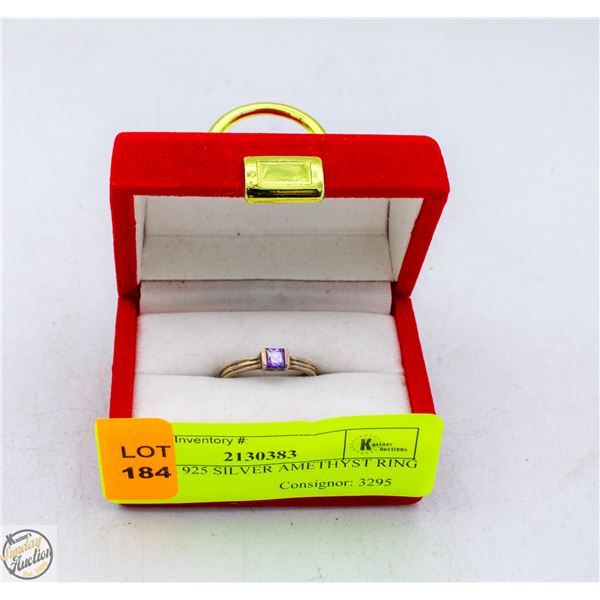 ESTATE 925 SILVER AMETHYST RING IN BOX