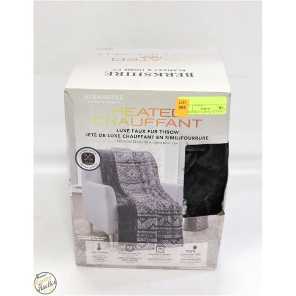 BERKSHIRE HEATED LUXE FAUX FUR BLANKET 50 X 60"