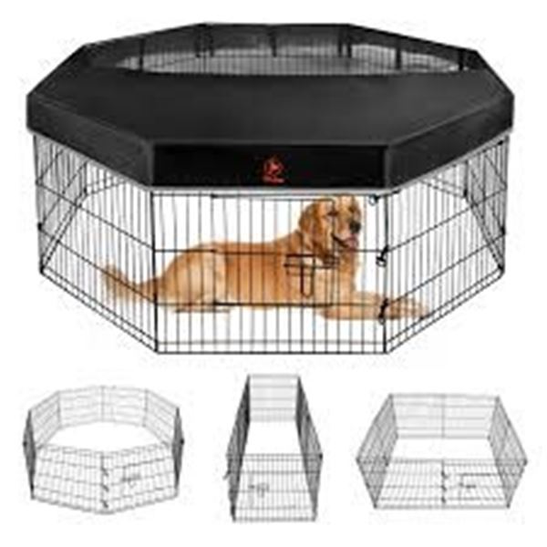 NEW W BOX PJYUCIEN DOG PLAYPEN METAL FOLDABLE
