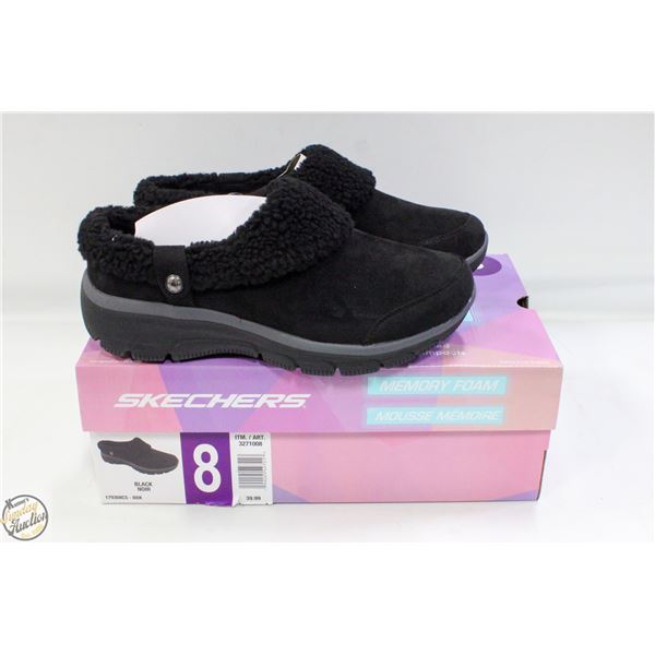 NEW SKECHERS MEMORY FOAM BLACK FLAT SHOES SIZE 8