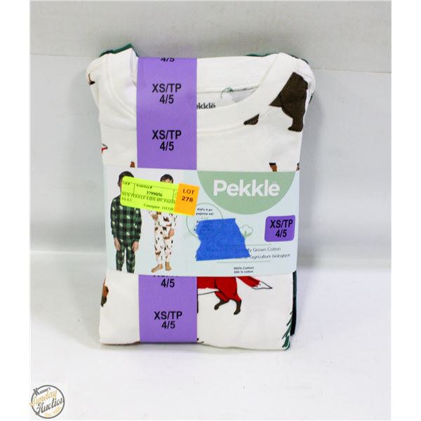 NEW PEKKLE KIDS 4PC PAJAMA SET XS 4-5