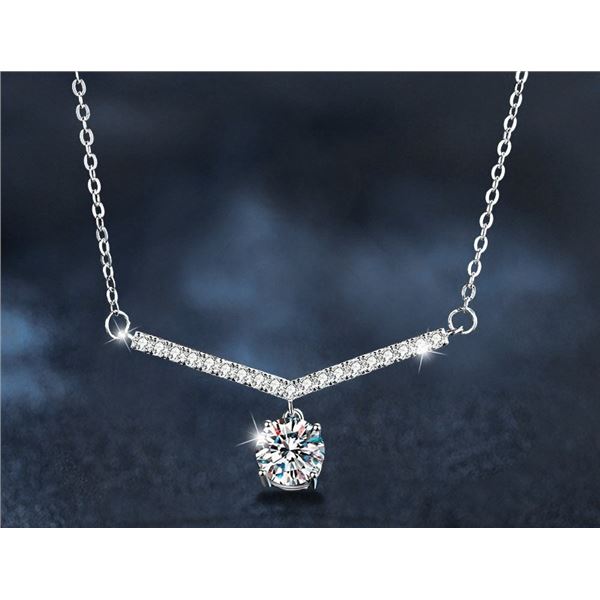 1 CT GRA CERTIFIED ROUND BRILLIANT 925S NECKLACE