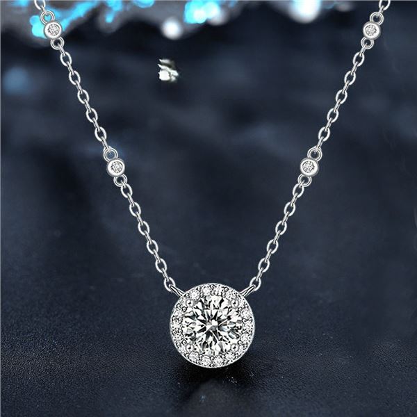 1 CT GRA CERTIFIED ROUND BRILLIANT 925S NECKLACE