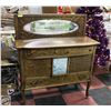 Image 1 : ANTIQUE TIGER OAK SIDEBOARD 54" X 46" X 20"