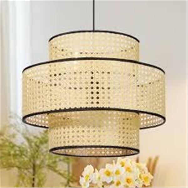 NEW WALMHOMIE 1 LIGHT RATTAN CHANDELIER 3 TIER