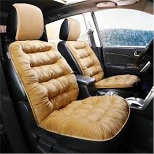 NEW 2PCS CAR SEAT CUSHION PLUSH SEAT COVERS BEIGE